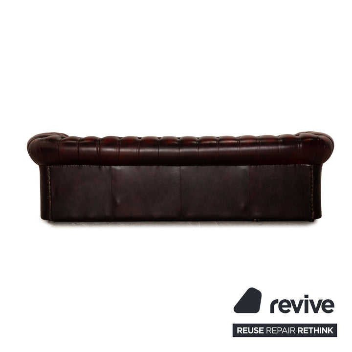 Chesterfield Buckingham Leder Dreisitzer Rot Braun Vintage Sofa Couch