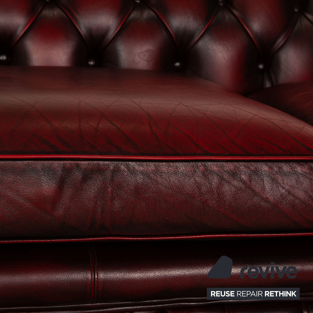 Chesterfield Buckingham Leder Dreisitzer Rot Braun Vintage Sofa Couch