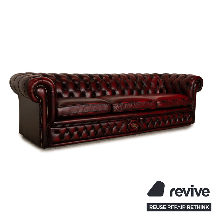 Chesterfield Buckingham Leder Dreisitzer Rot Braun Vintage Sofa Couch