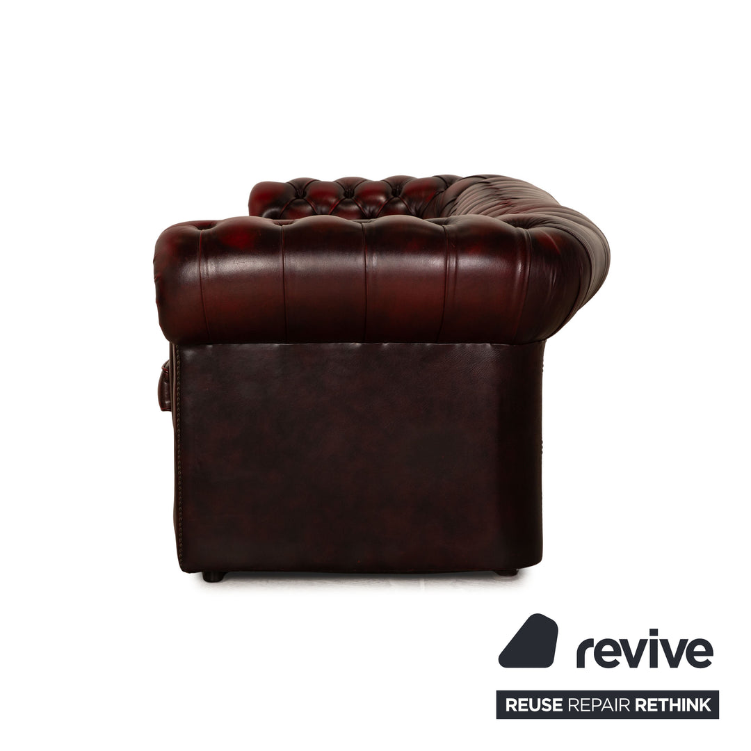 Chesterfield Buckingham Leder Dreisitzer Rot Braun Vintage Sofa Couch