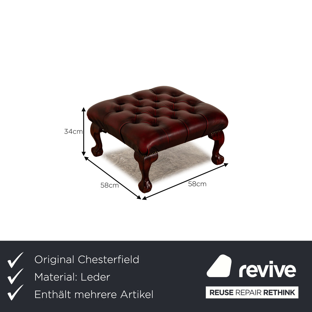 Chesterfield Buckingham Leder Sofa Garnitur Rot Braun Dreisitzer Sessel Hocker Vintage Sofa Couch