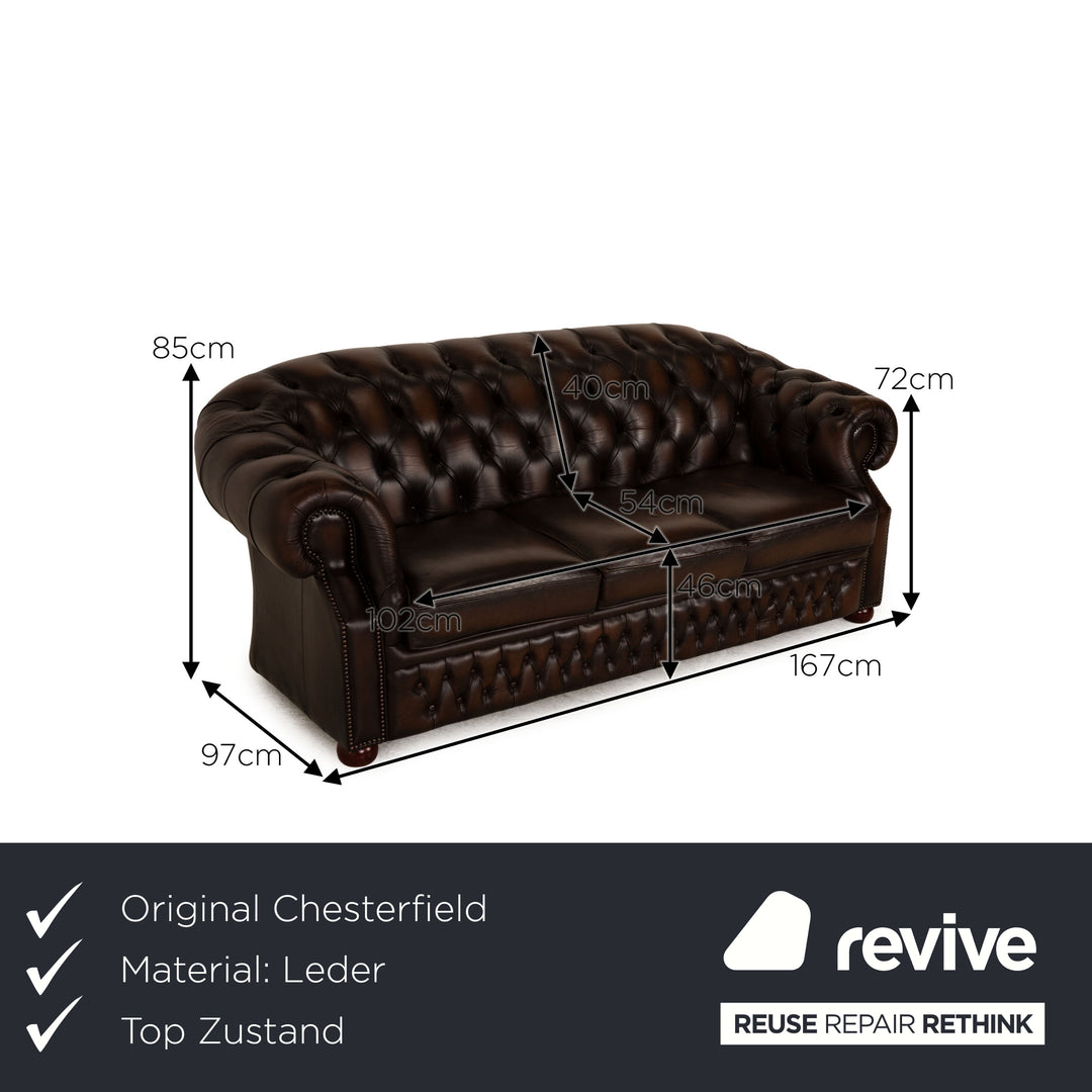 Centurion Chesterfield Leder Dreisitzer Braun Sofa Couch