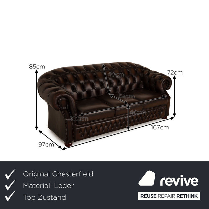 Centurion Chesterfield Leder Dreisitzer Braun Sofa Couch