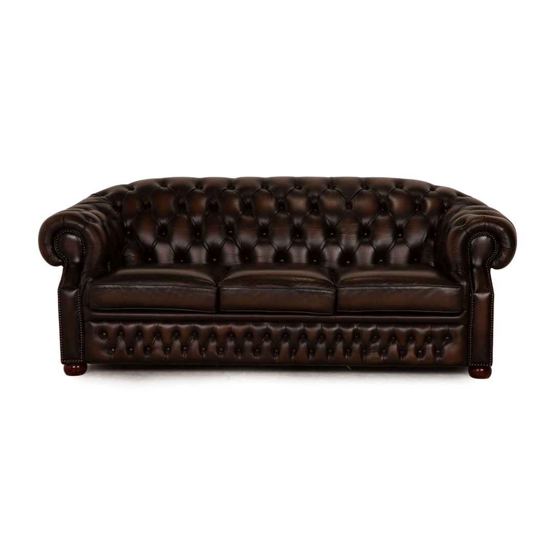 Centurion Chesterfield Leder Dreisitzer Braun Sofa Couch