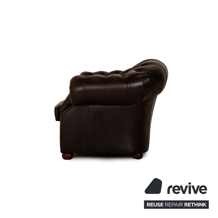 Centurion Chesterfield Leder Sessel Garnitur Rot Braun
