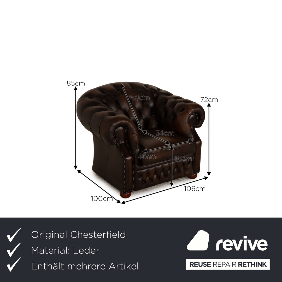 Centurion Chesterfield Leder Sessel Garnitur Rot Braun