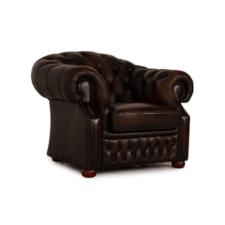 Centurion Chesterfield Leder Sessel Rot Braun