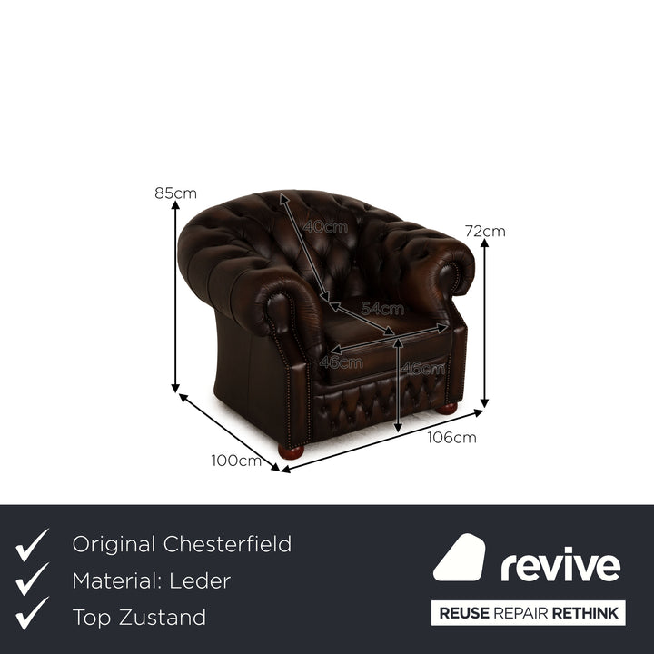 Centurion Chesterfield Leder Sessel Rot Braun