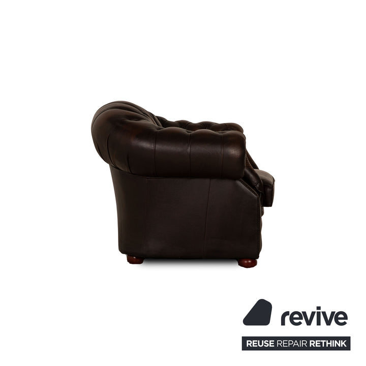 Centurion Chesterfield Leder Sessel Rot Braun