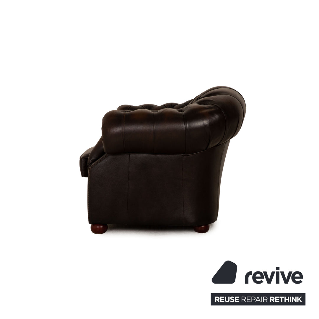 Centurion Chesterfield Leder Sessel Rot Braun