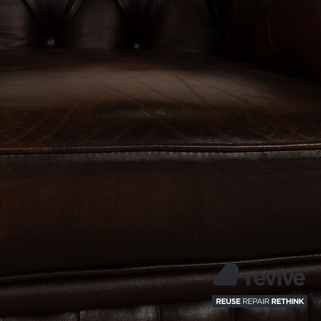 Centurion Chesterfield Leder Sessel Rot Braun