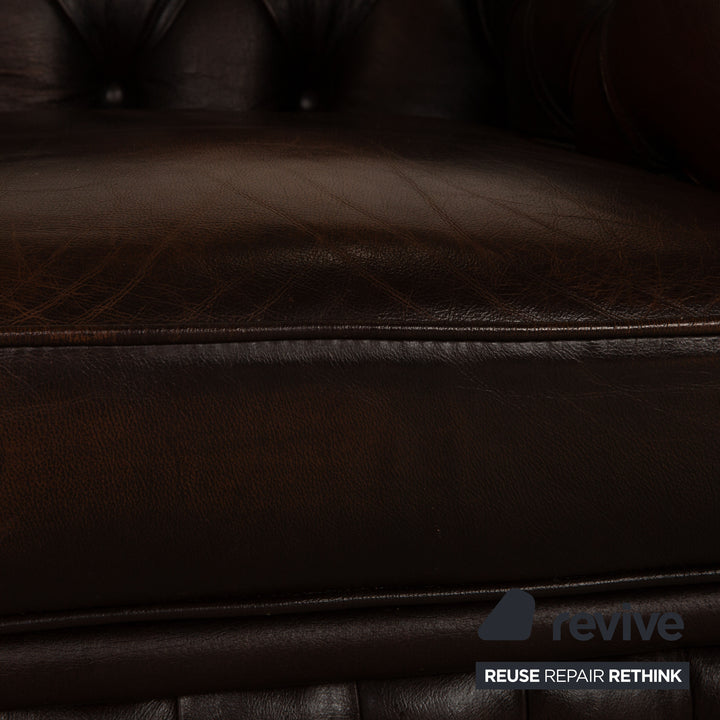 Centurion Chesterfield Leder Sessel Rot Braun