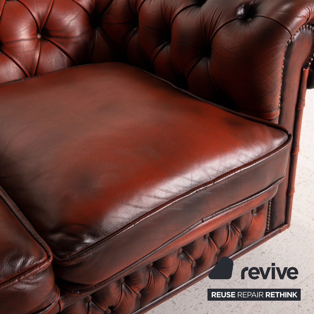 Chesterfield Centurion Leder Sofa Braun Zweisitzer Rot Couch