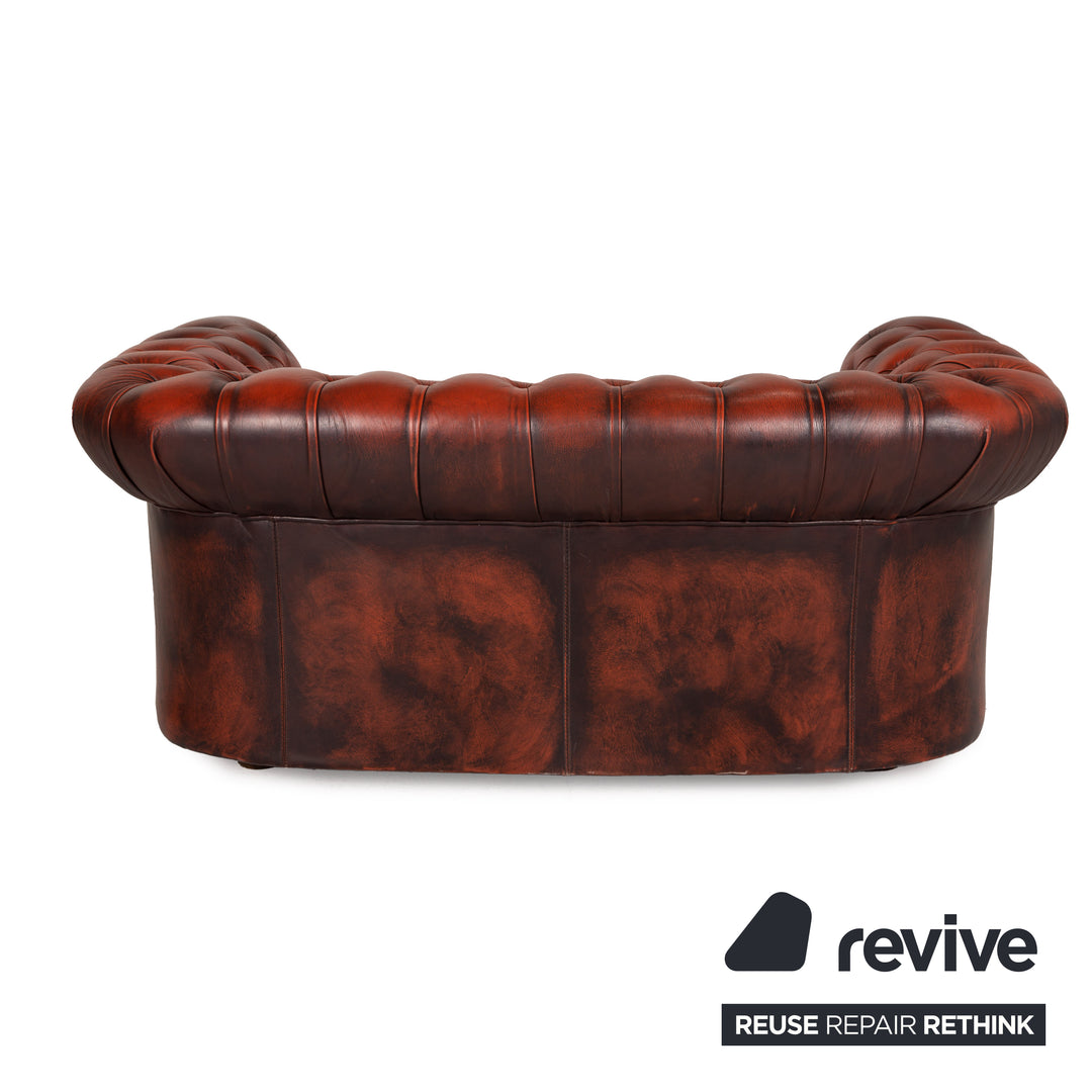 Chesterfield Centurion Leder Sofa Braun Zweisitzer Rot Couch