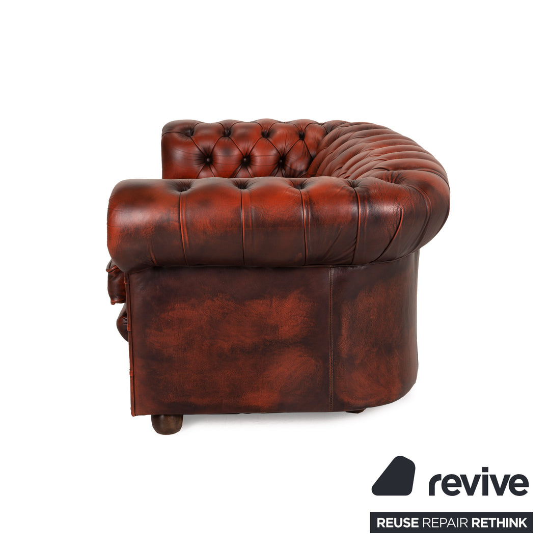 Chesterfield Centurion Leder Sofa Braun Zweisitzer Rot Couch