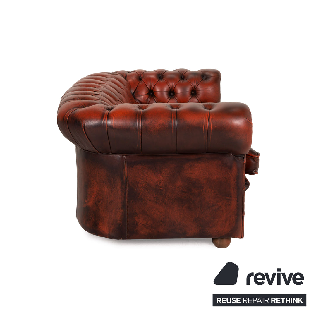Chesterfield Centurion Leder Sofa Braun Zweisitzer Rot Couch