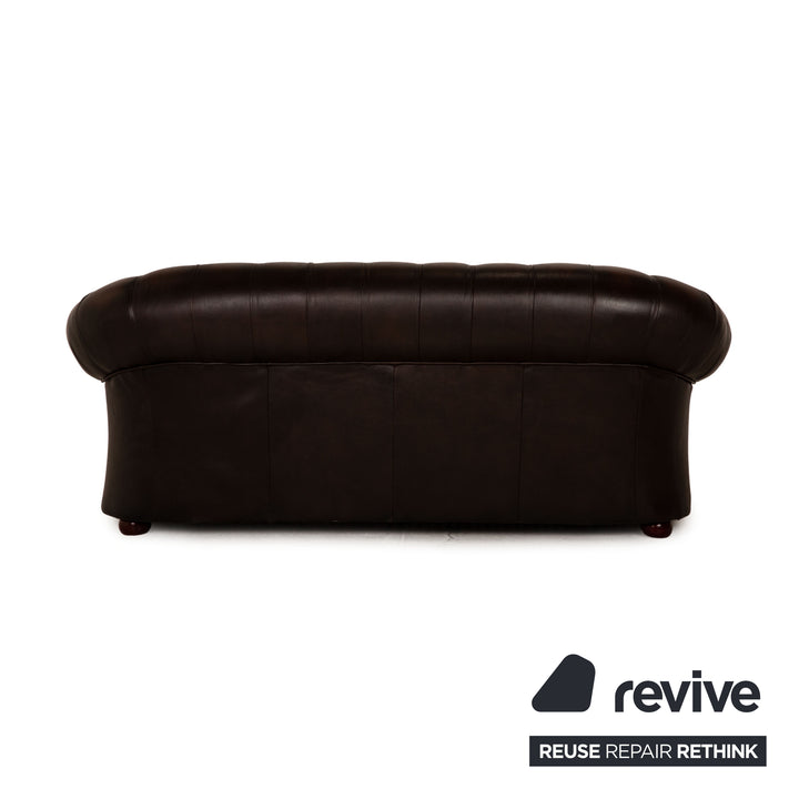 Centurion Chesterfield Leder Sofa Garnitur Braun Zweisitzer  Dreisitzer Sessel Hocker
