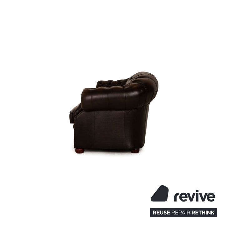 Centurion Chesterfield Leder Sofa Garnitur Braun Zweisitzer  Dreisitzer Sessel Hocker