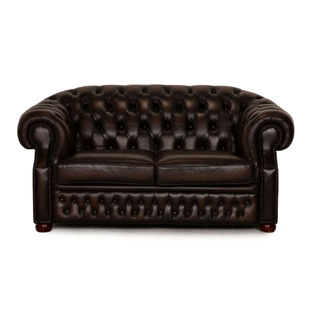 Centurion Chesterfield Leder Zweisitzer Braun Sofa Couch