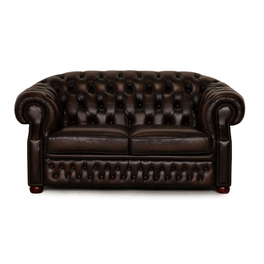 Centurion Chesterfield Leder Zweisitzer Braun Sofa Couch
