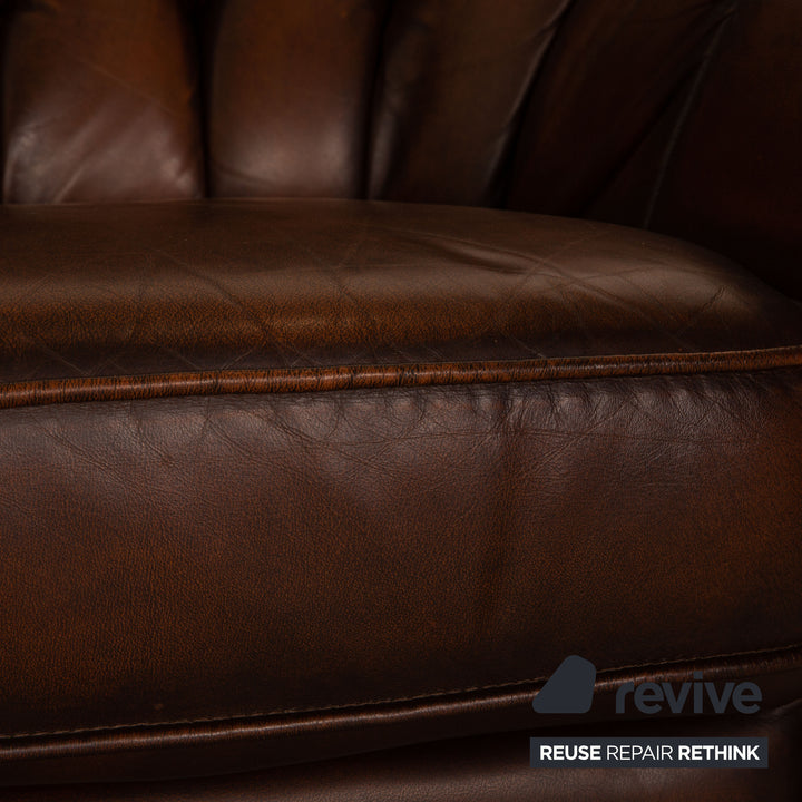 Chesterfield Leder Sessel Braun Dunkelbraun Vintage
