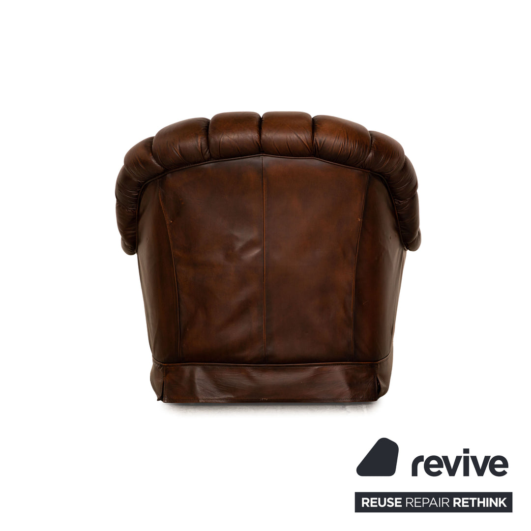 Chesterfield Leder Sessel Braun Dunkelbraun Vintage