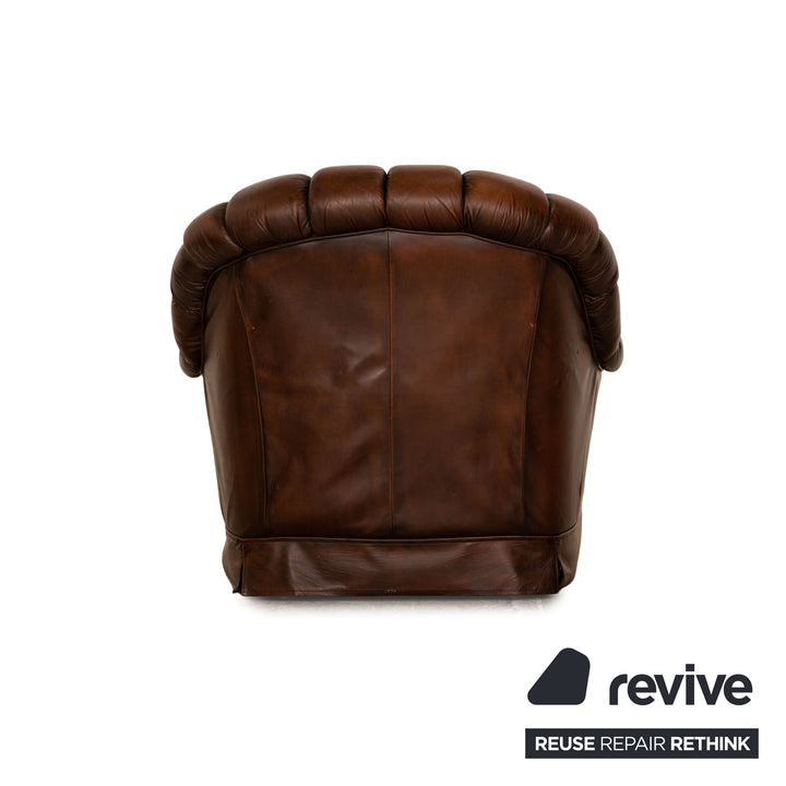 Chesterfield Leder Sessel Braun Dunkelbraun Vintage