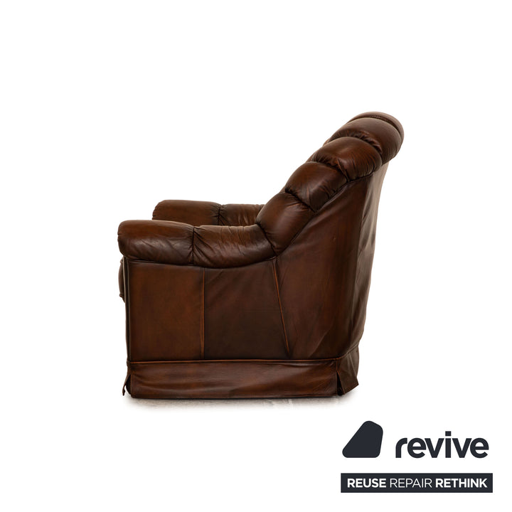 Chesterfield Leder Sessel Braun Dunkelbraun Vintage