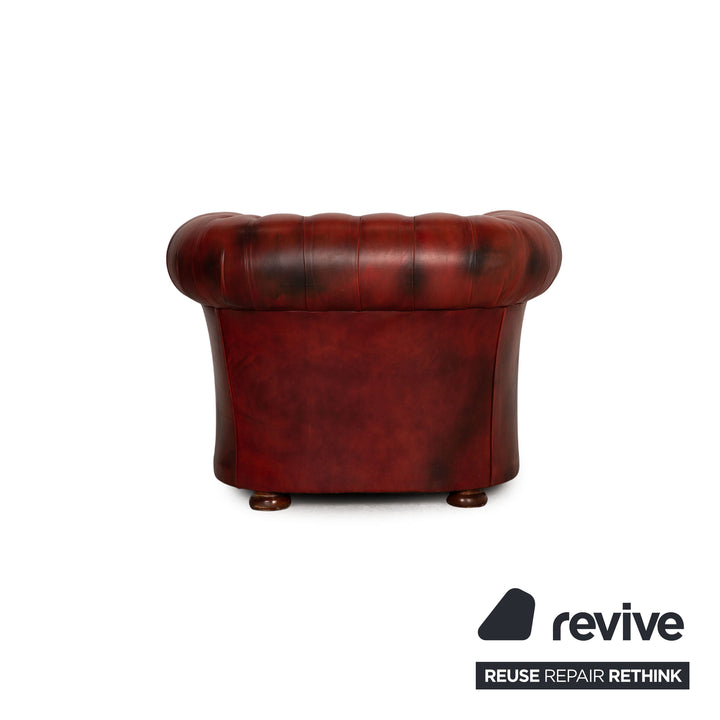 Chesterfield Leder Sessel Rot Vintage