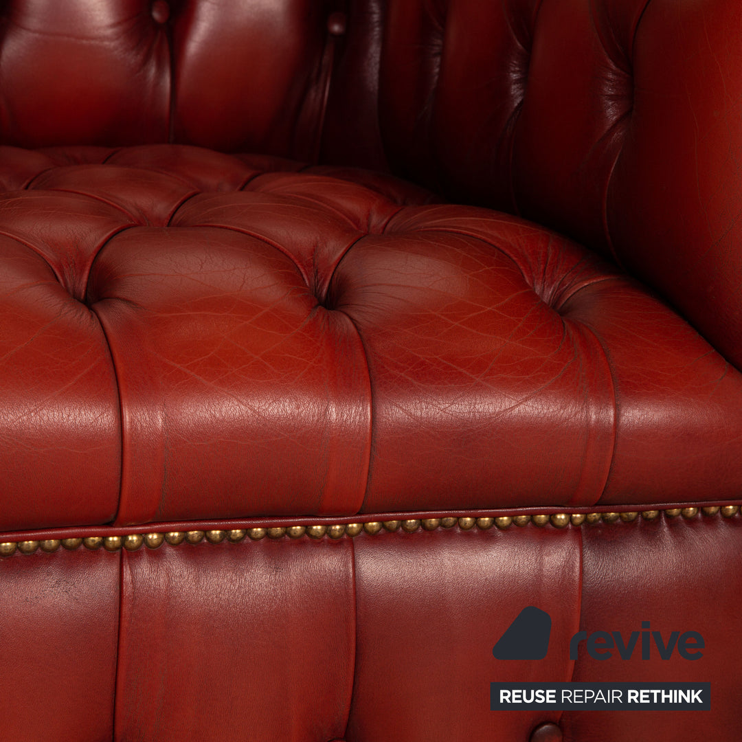 Chesterfield Leder Sessel Rot Vintage