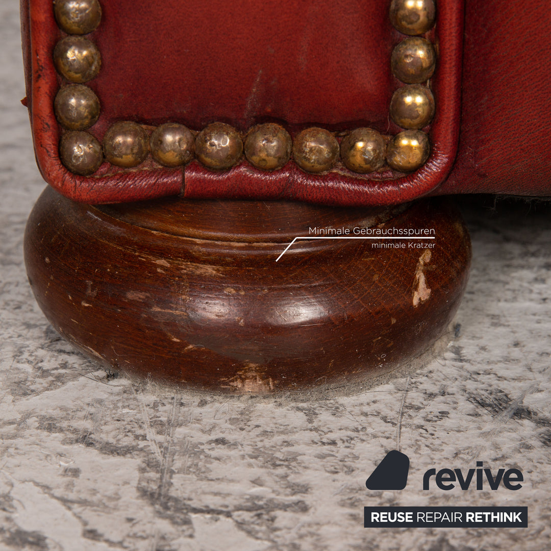 Chesterfield Leder Sessel Rot Vintage