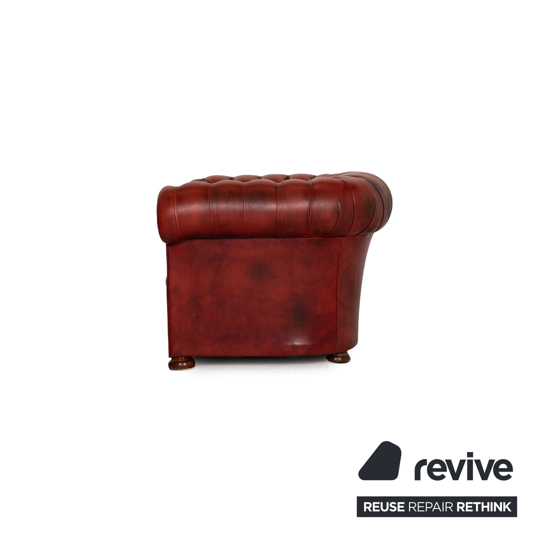 Chesterfield Leder Sessel Rot Vintage