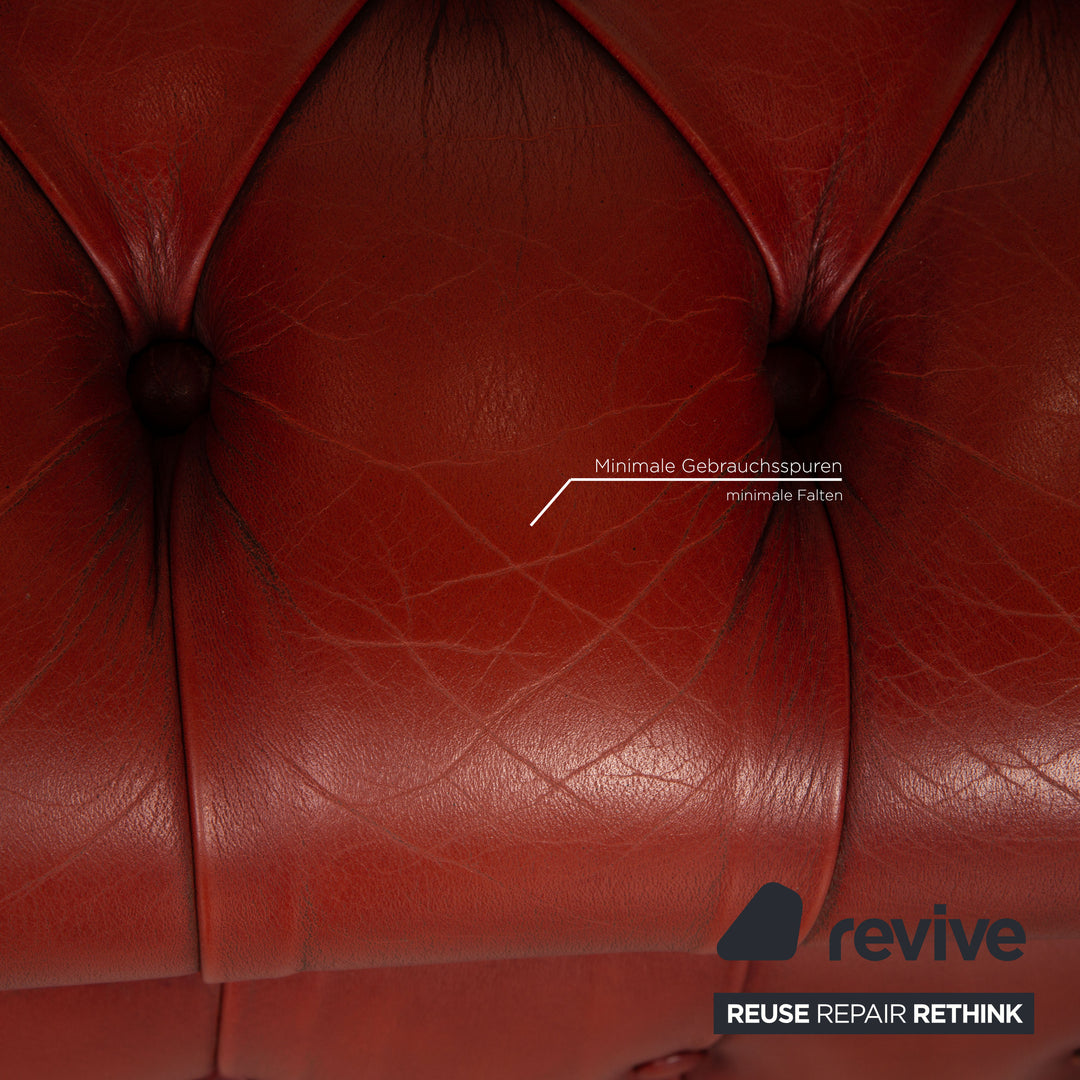 Chesterfield Leder Sessel Rot Vintage
