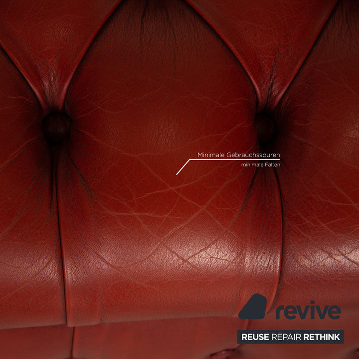 Chesterfield Leder Sessel Rot Vintage