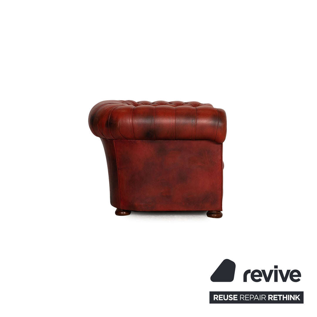 Chesterfield Leder Sessel Rot Vintage