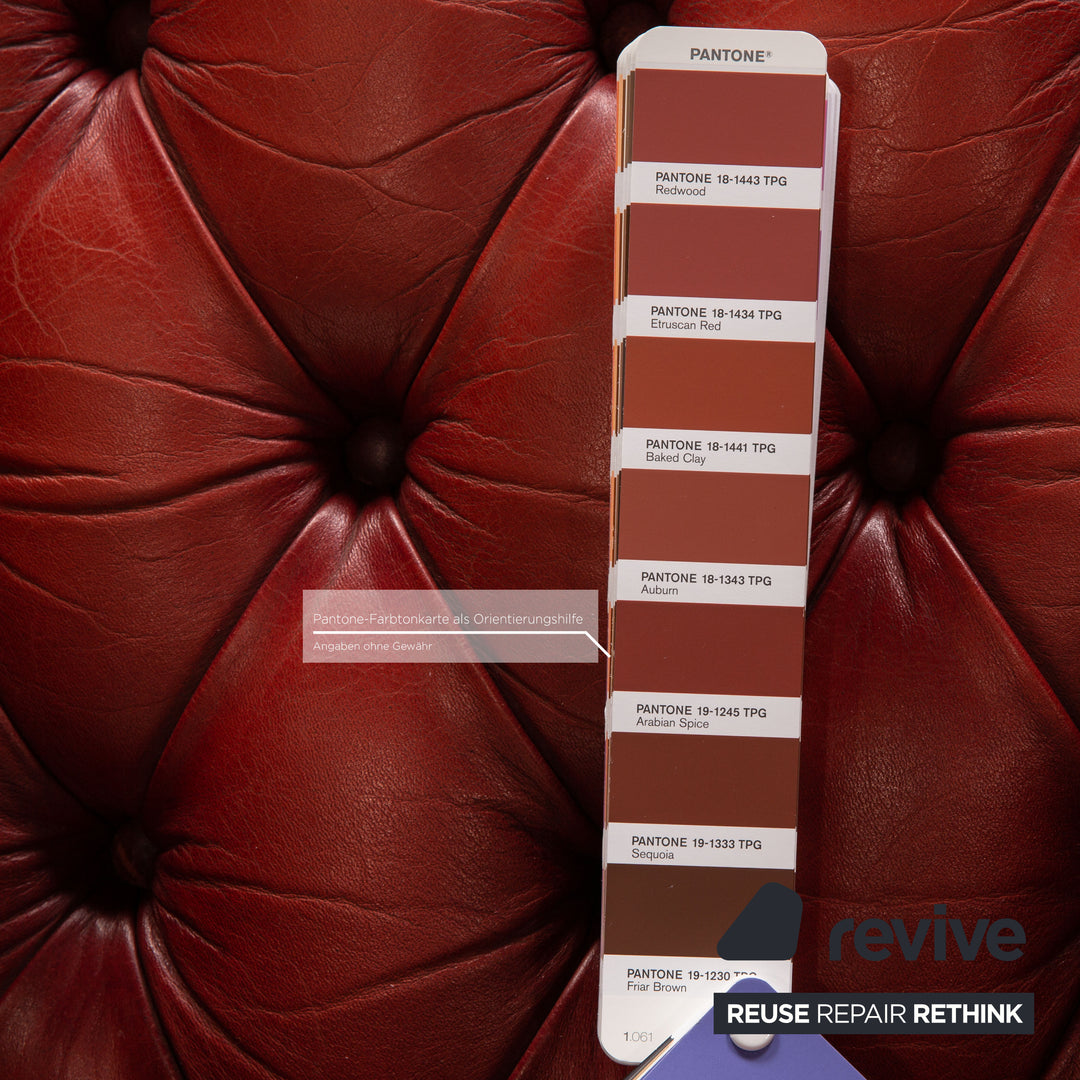 Chesterfield Leder Sessel Rot Vintage