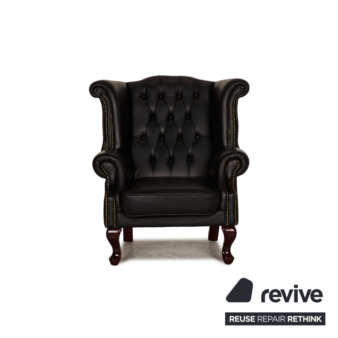 Chesterfield Leder Sessel Schwarz