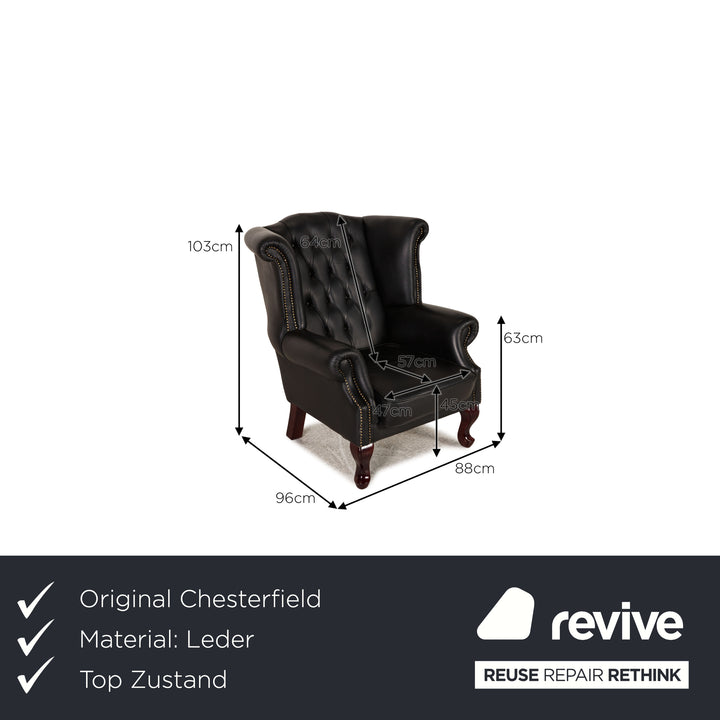 Chesterfield Leder Sessel Schwarz