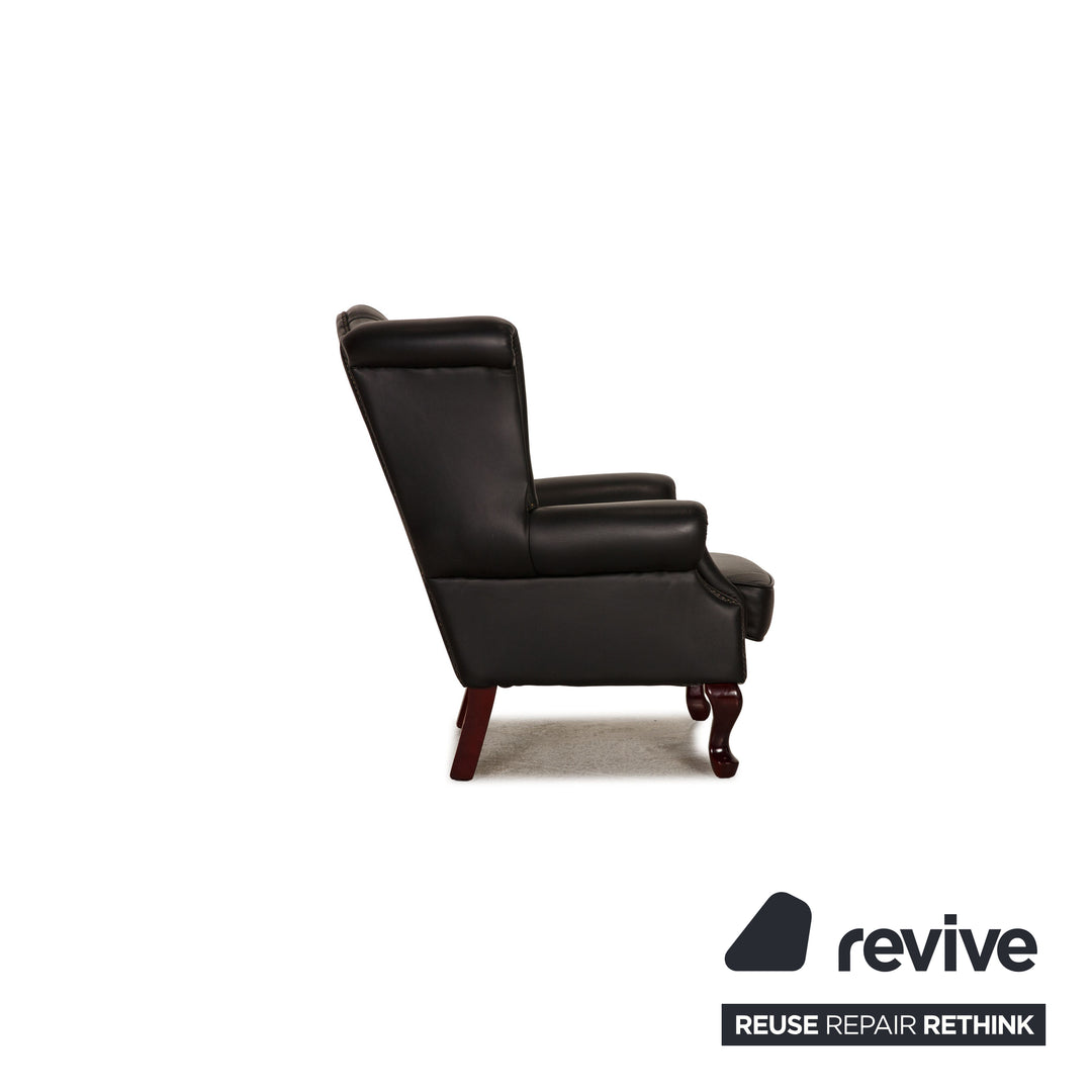Chesterfield Leder Sessel Schwarz