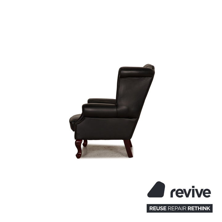 Chesterfield Leder Sessel Schwarz