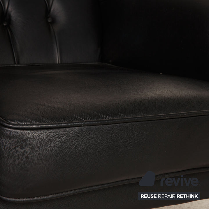 Chesterfield Leder Sessel Schwarz