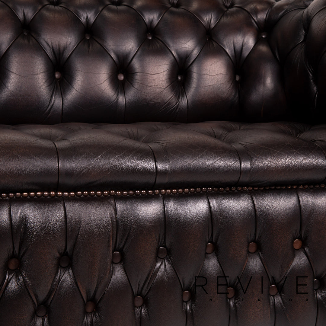 Chesterfield Leder Sofa Braun Dunkelbraun Dreisitzer Couch #13500