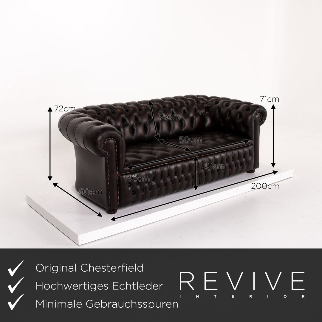 Chesterfield Leder Sofa Braun Dunkelbraun Dreisitzer Couch #13500