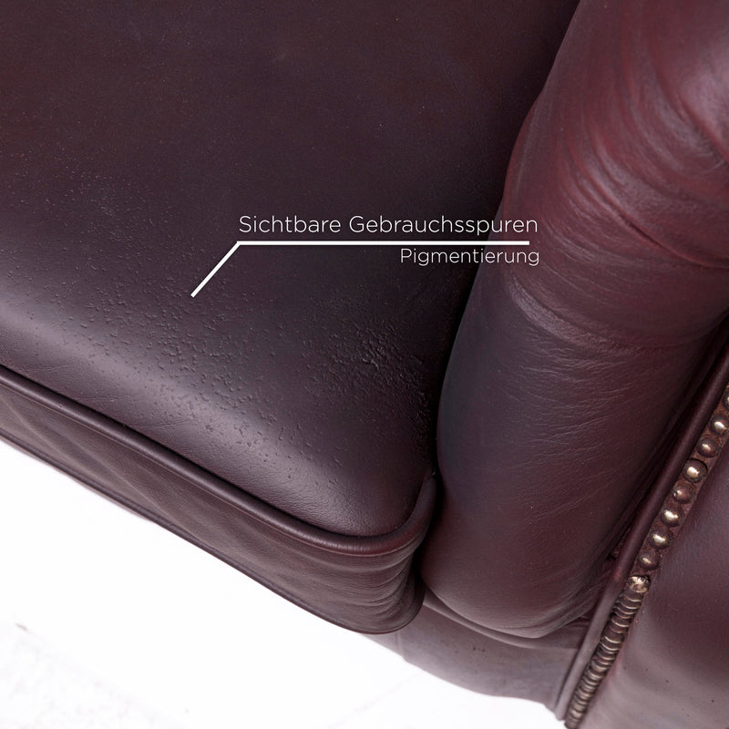 Chesterfield Leder Sofa Braun Violett Zweisitzer Retro Couch 