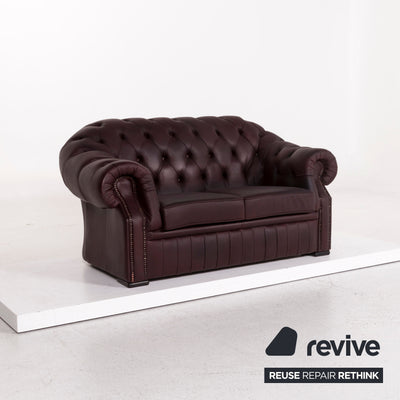 Chesterfield Leder Sofa Braun Violett Zweisitzer Retro Couch #12177
