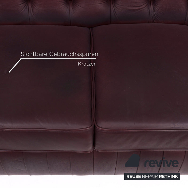 Chesterfield Leder Sofa Braun Violett Zweisitzer Retro Couch 