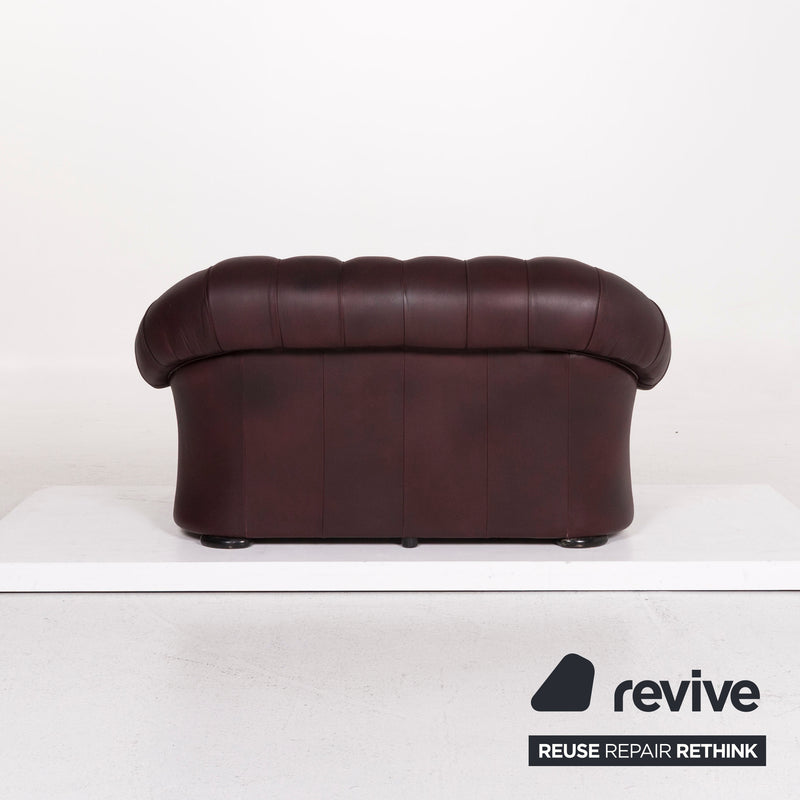 Chesterfield Leder Sofa Braun Violett Zweisitzer Retro Couch 