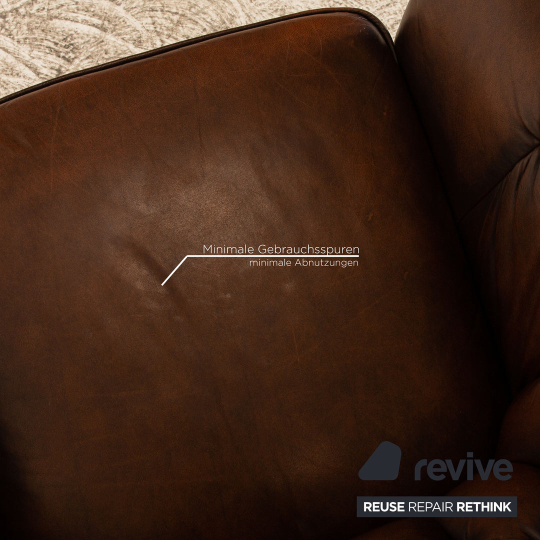 Chesterfield Leder Sofa Garnitur Braun Dunkelbraun Dreisitzer Zweisitzer Sessel Vintage Sofa Couch