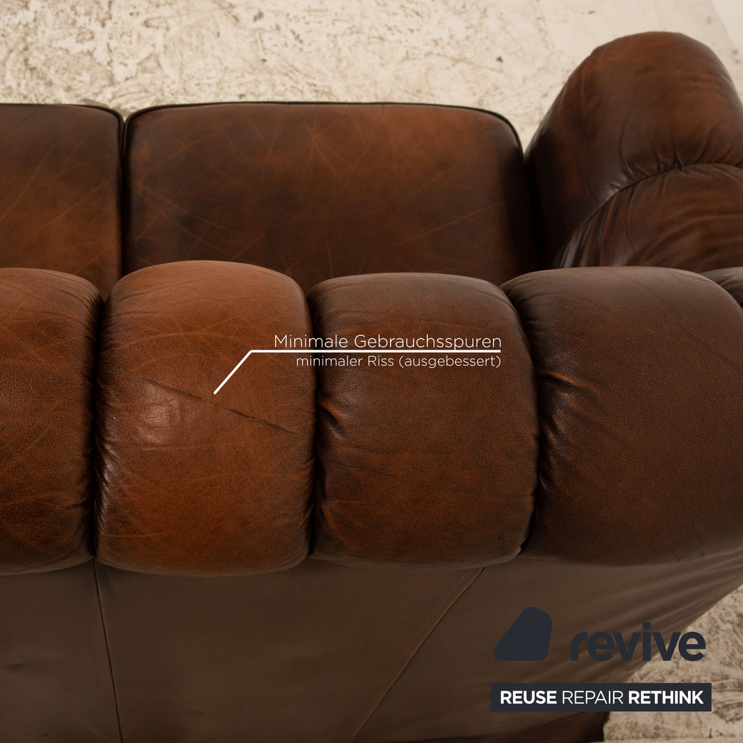 Chesterfield Leder Sofa Garnitur Braun Dunkelbraun Dreisitzer Zweisitzer Sessel Vintage Sofa Couch