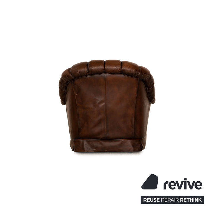 Chesterfield Leder Sofa Garnitur Braun Dunkelbraun Dreisitzer Zweisitzer Sessel Vintage Sofa Couch